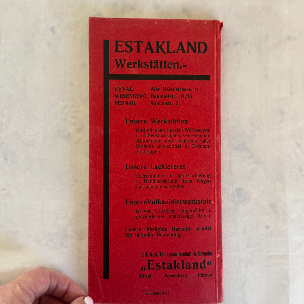 Auto-Führer Estland 1920s Vintage Travel Guide Book Map Rare