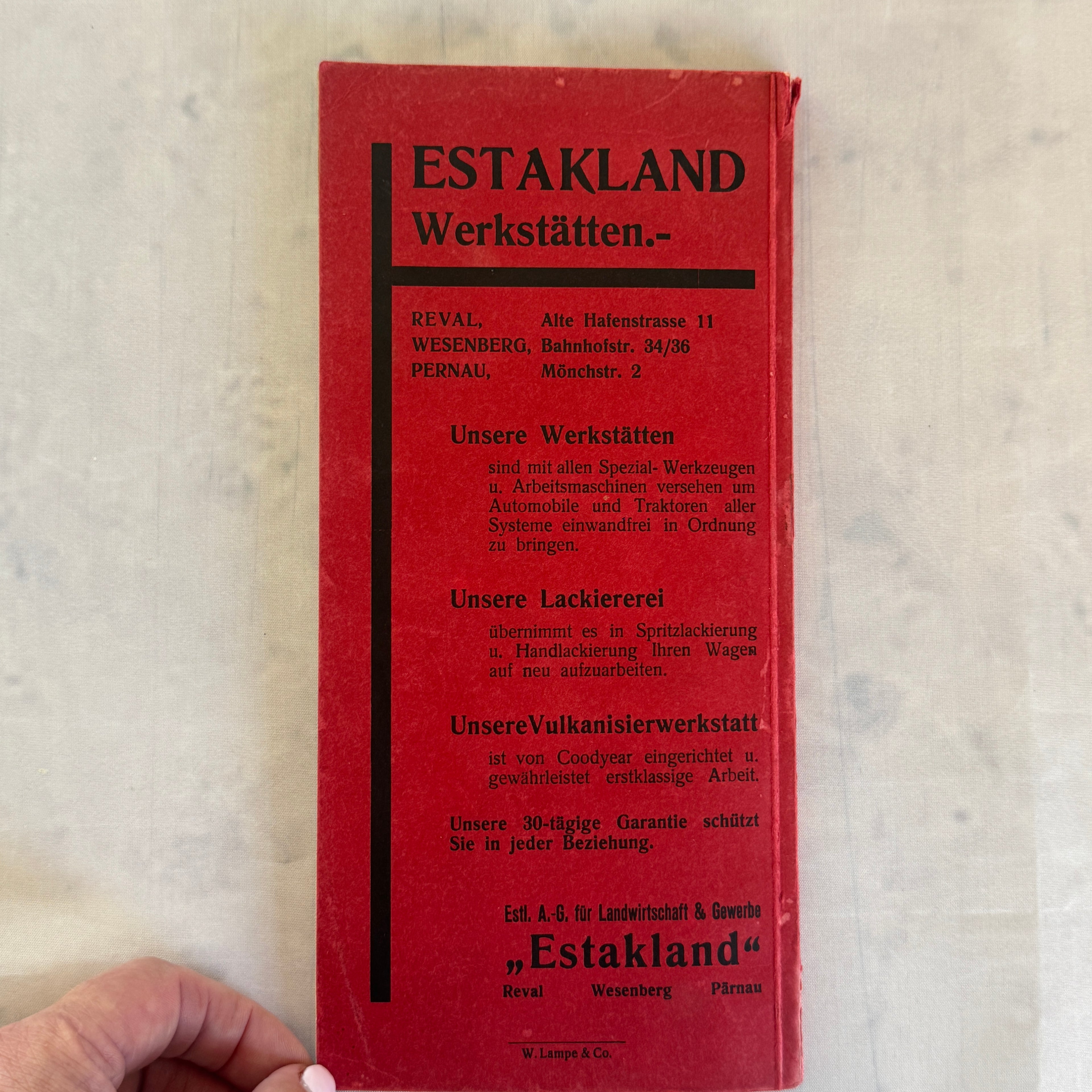 Auto-Führer Estland 1920s Vintage Travel Guide Book Map Rare