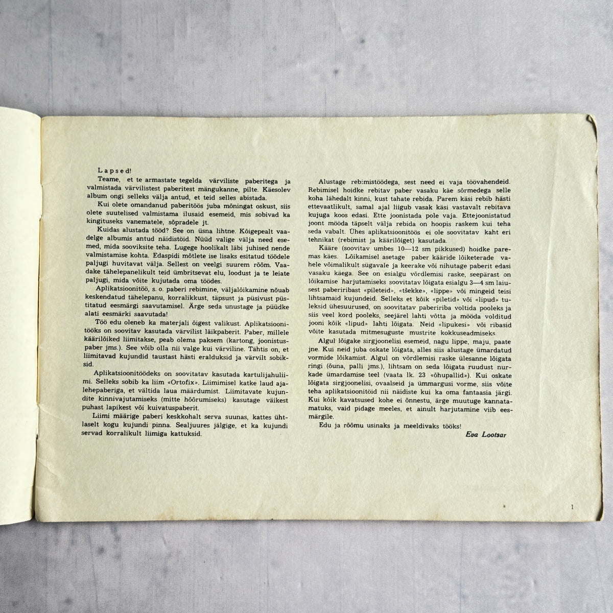 Vintage Estonian Children's Craft Book Rebime ja lõikame – Paper Collage 1964