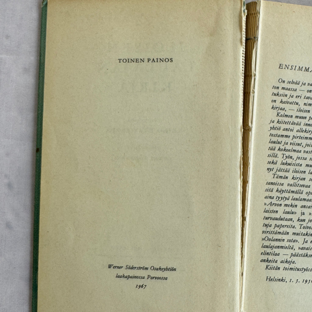 Finnish songbook “Iloisen laulajan kirja”, published by WSOY in 1967
