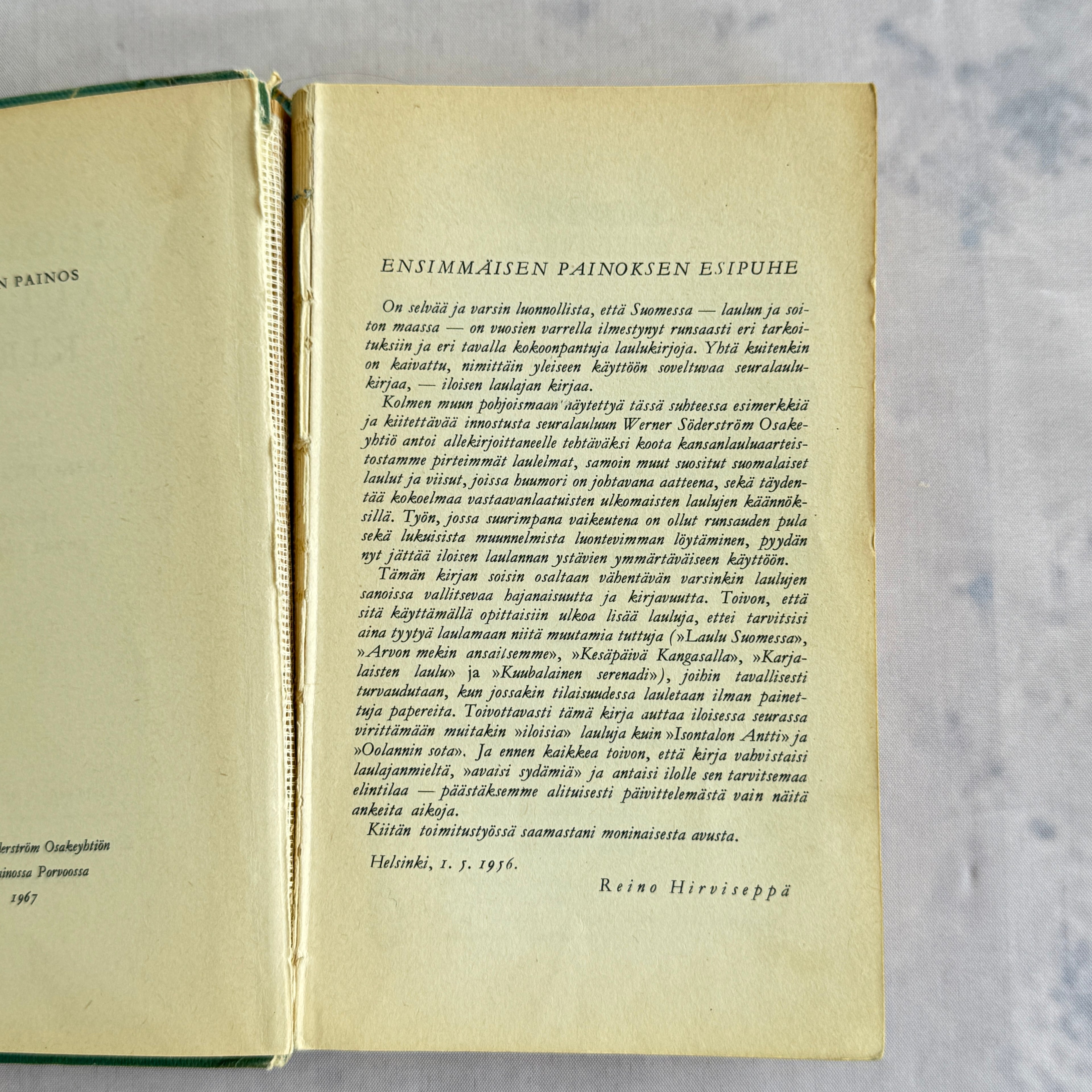 Finnish songbook “Iloisen laulajan kirja”, published by WSOY in 1967