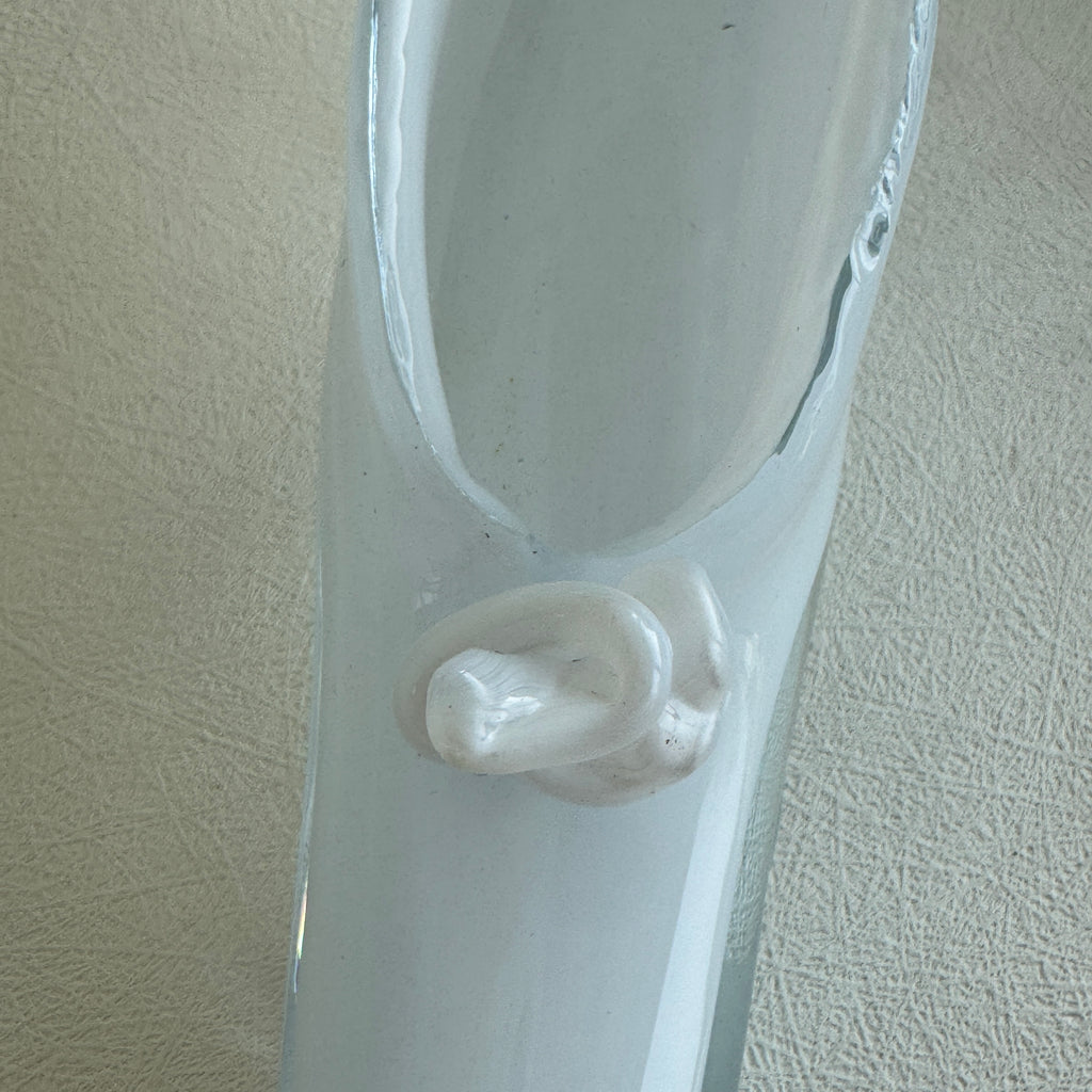 Glass Shoe Bowl – White Milk Glass Slipper Dish