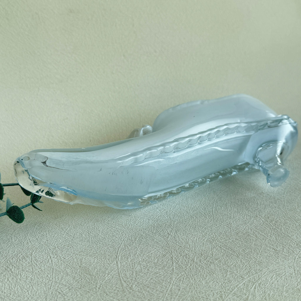 Glass Shoe Bowl – White Milk Glass Slipper Dish