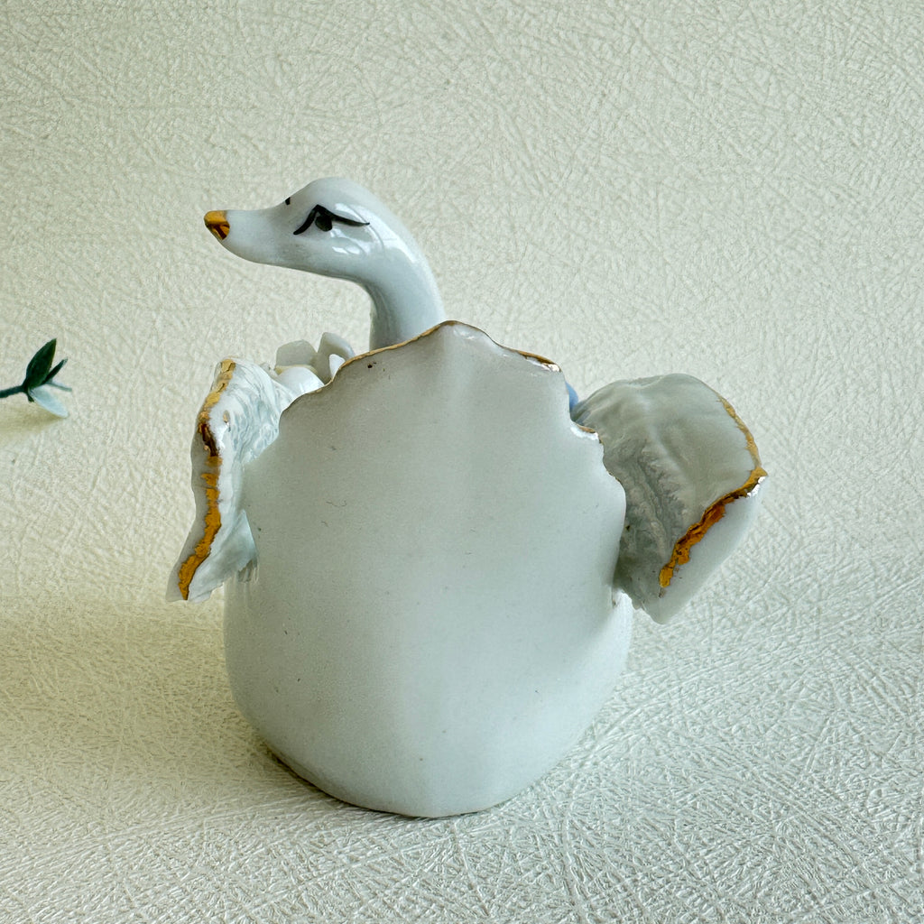 Swan Trinket Dish Porcelain Jewelry Holder Floral Decor