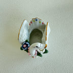 Swan Trinket Dish Porcelain Jewelry Holder Floral Decor