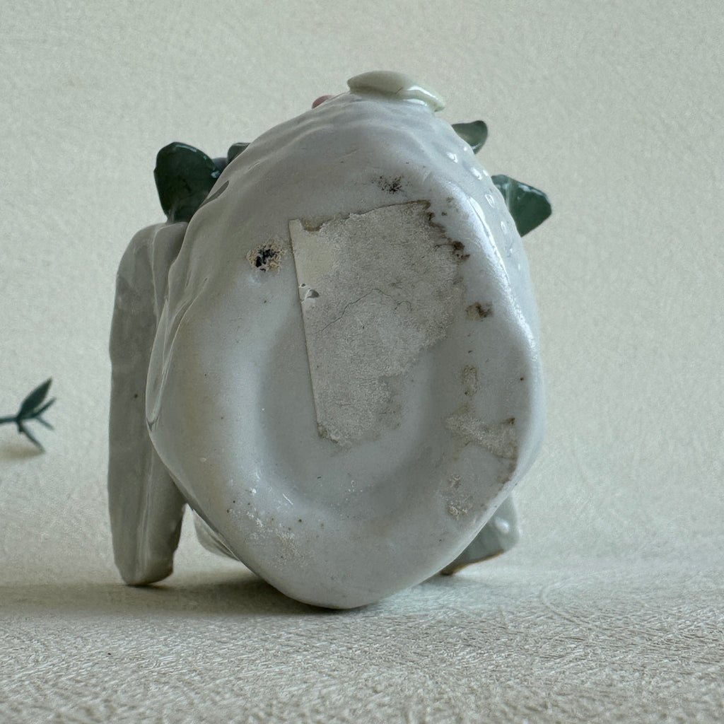 Swan Trinket Dish Porcelain Jewelry Holder Floral Decor