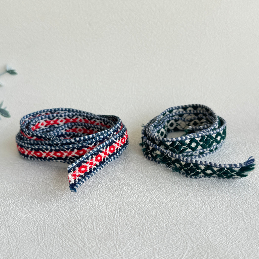 Baltic Folk Woven Ribbon Set – Traditional Ethnic Textile Trim (2 pcs)