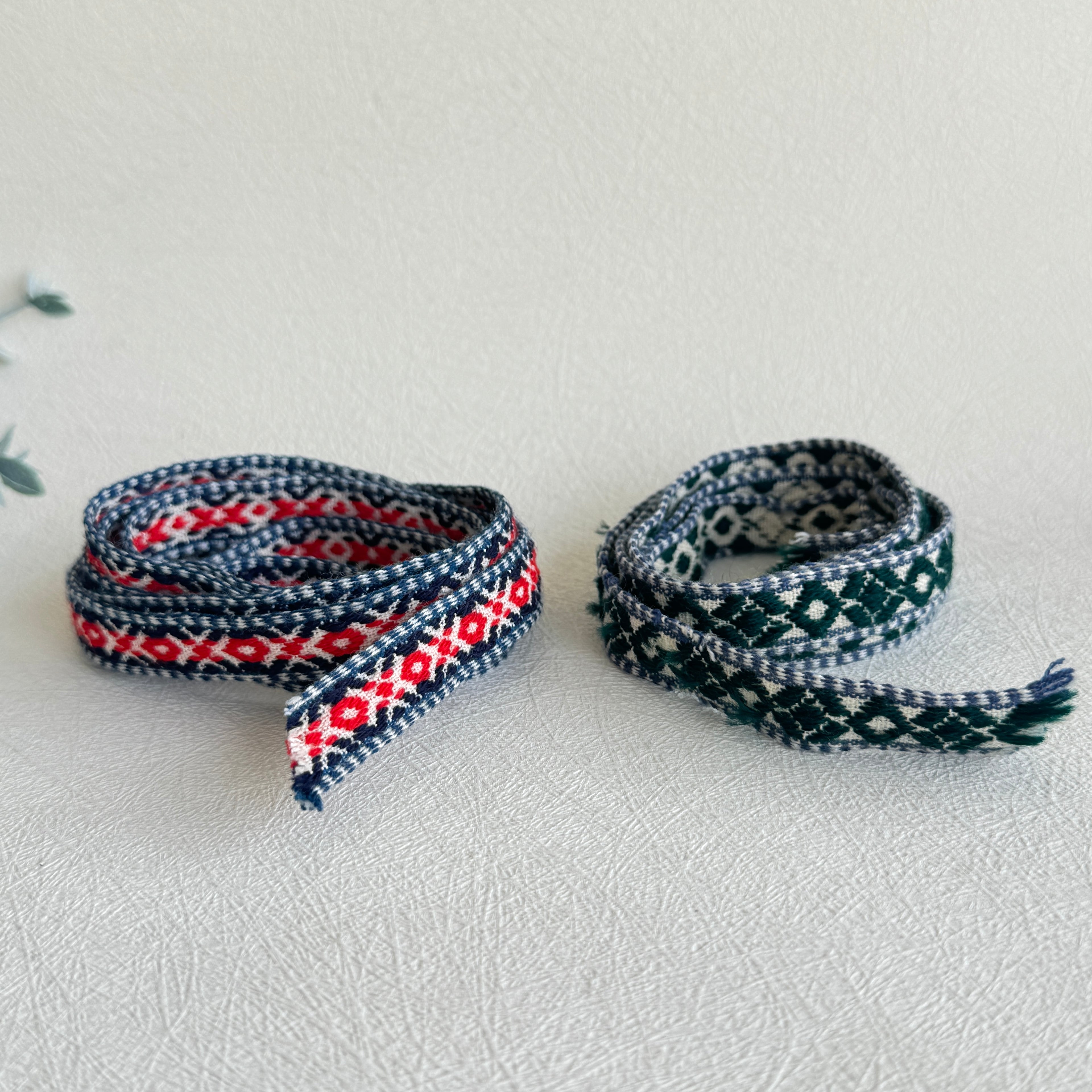 Baltic Folk Woven Ribbon Set – Traditional Ethnic Textile Trim (2 pcs)