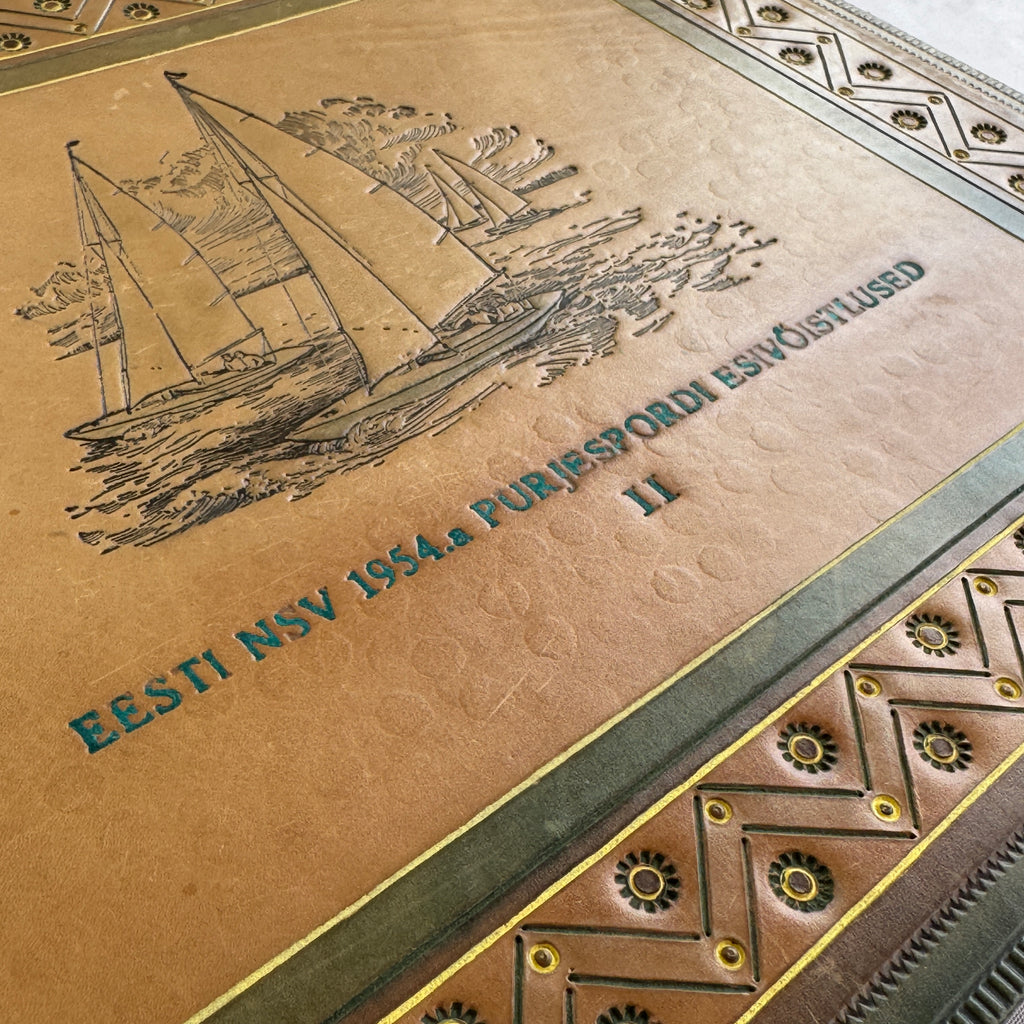 Estonian Leather Photo Album KFK ARS 1954 Sailing Championship Maritime Design