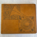 Art Deco Leather Document Folder with Gramophone Design Handmade Vintage Style Portfolio Case