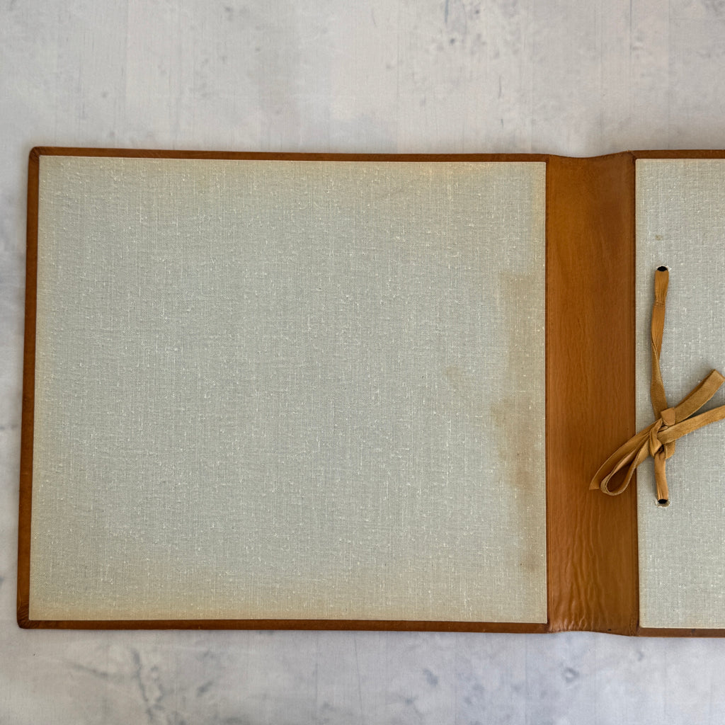 Art Deco Leather Document Folder with Gramophone Design Handmade Vintage Style Portfolio Case