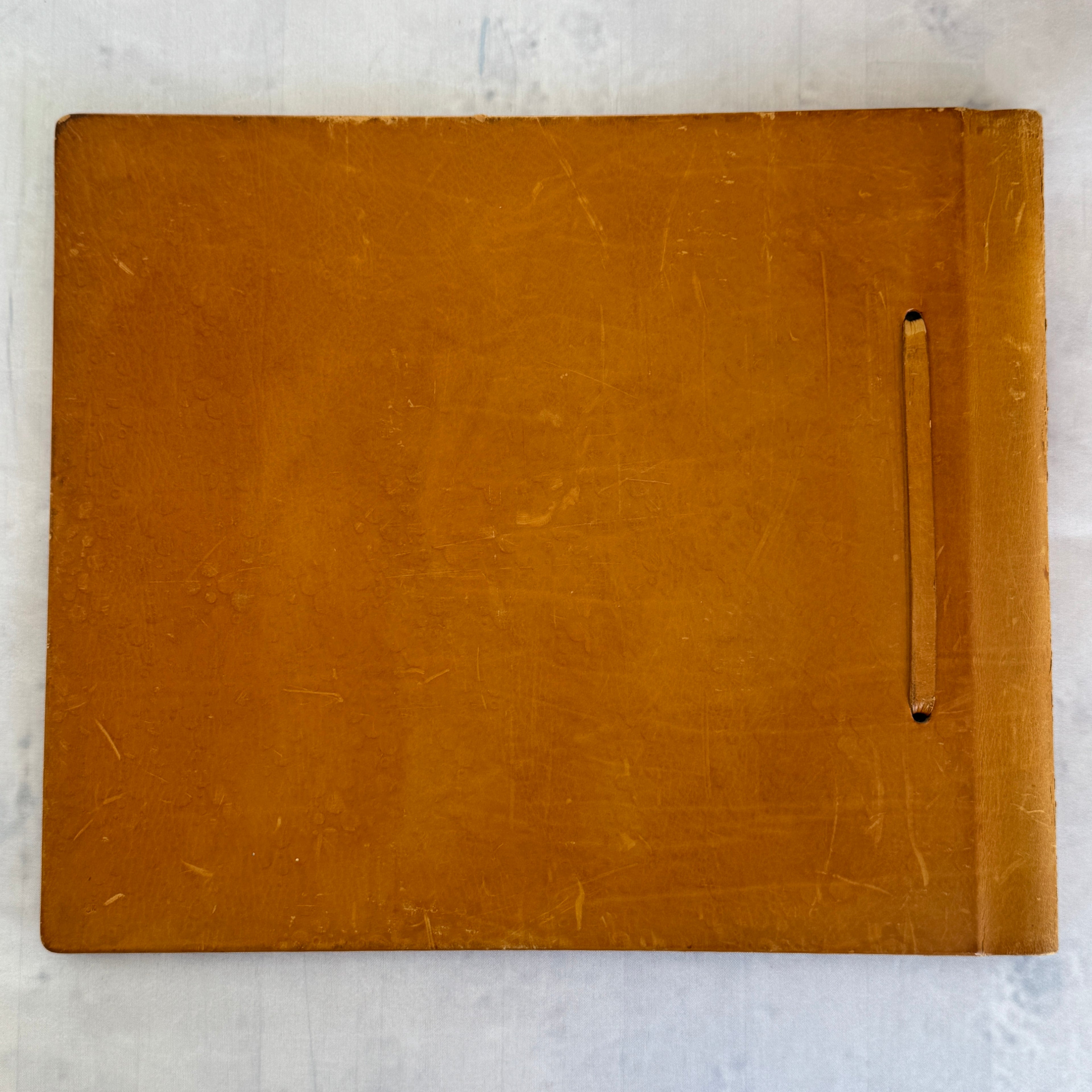 Art Deco Leather Document Folder with Gramophone Design Handmade Vintage Style Portfolio Case
