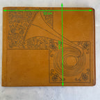Art Deco Leather Document Folder with Gramophone Design Handmade Vintage Style Portfolio Case