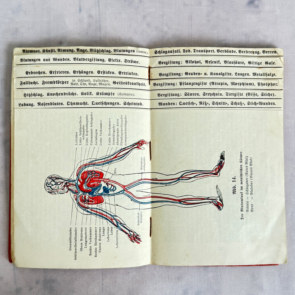 Antique German First Aid Book c.1910 – Illustrated Medical Handbook