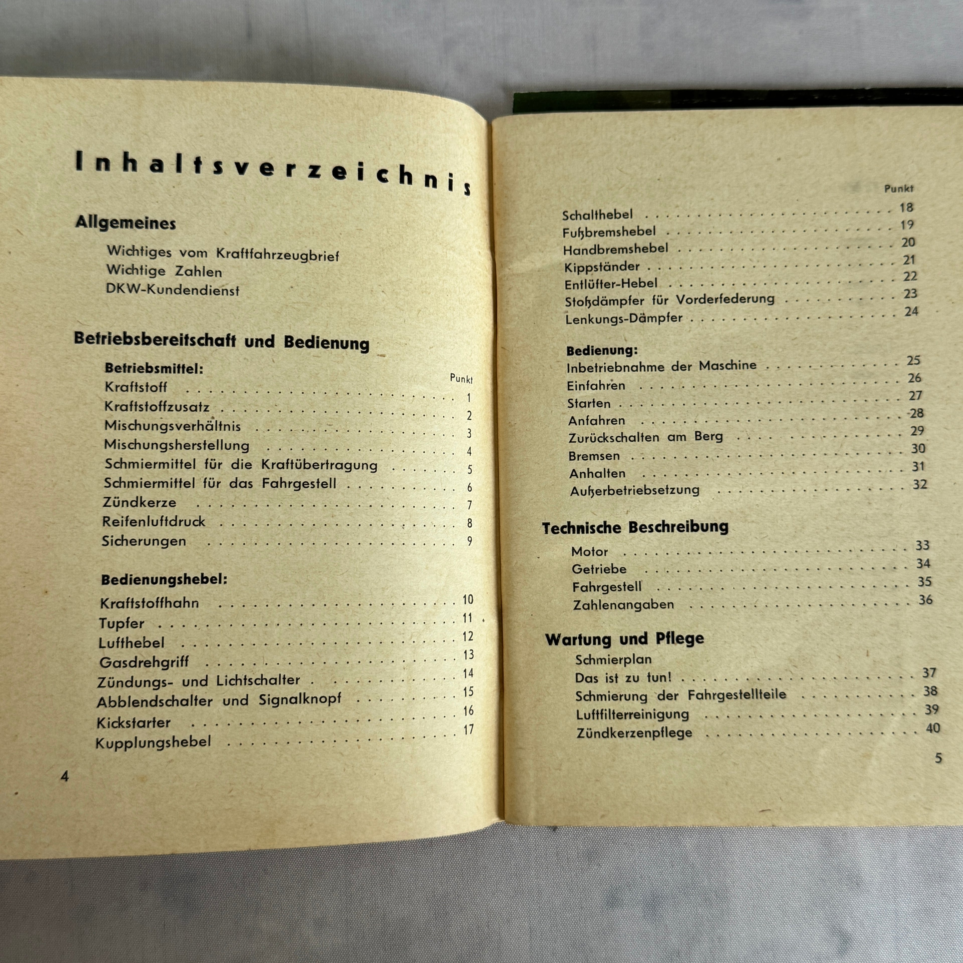DKW Motorcycle Manual SB Models KS200 1942 Auto Union Germany Original