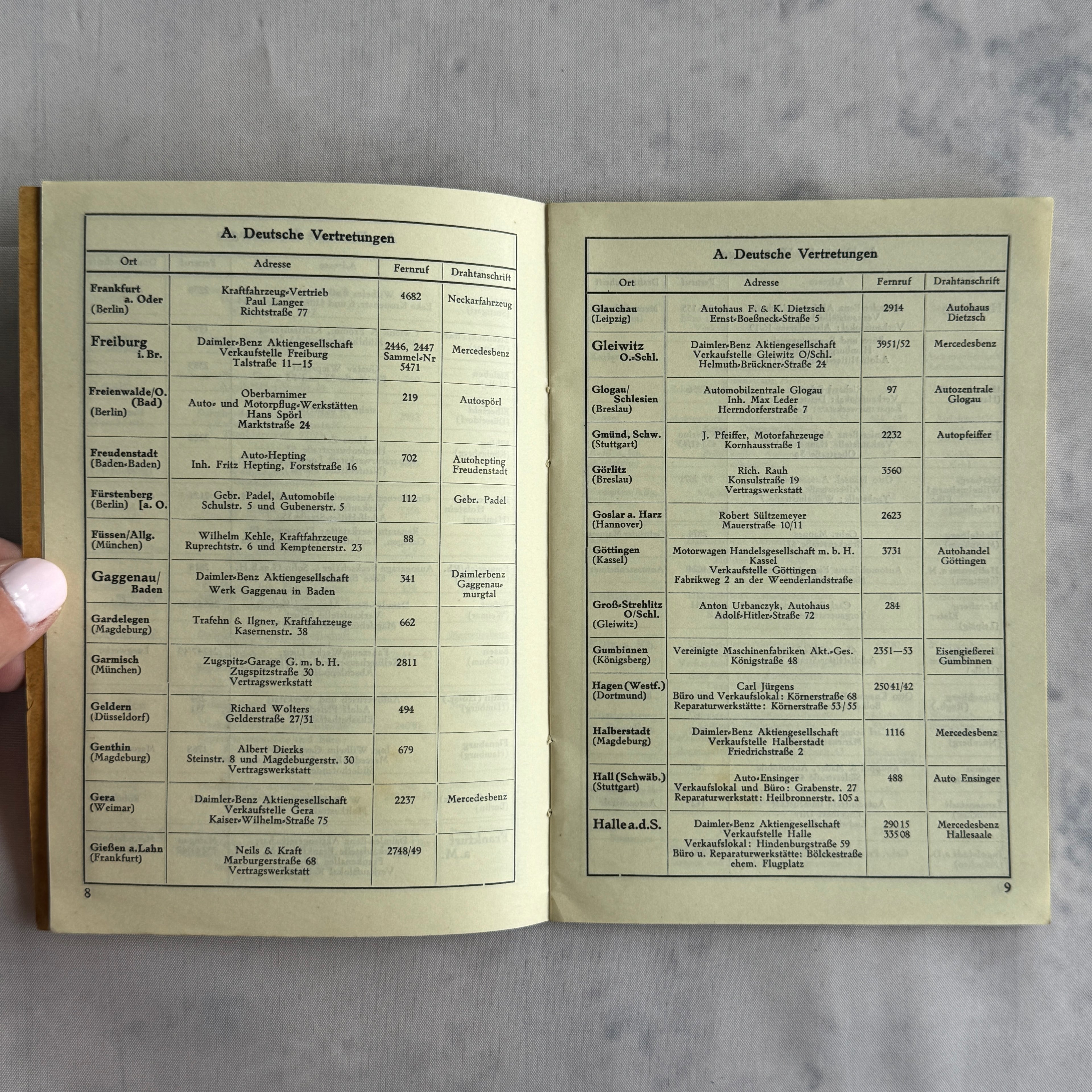 Mercedes-Benz 1934 Service Stations Booklet with Fold-Out Map