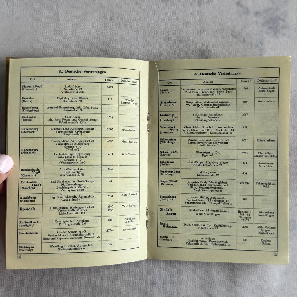 Mercedes-Benz 1934 Service Stations Booklet with Fold-Out Map