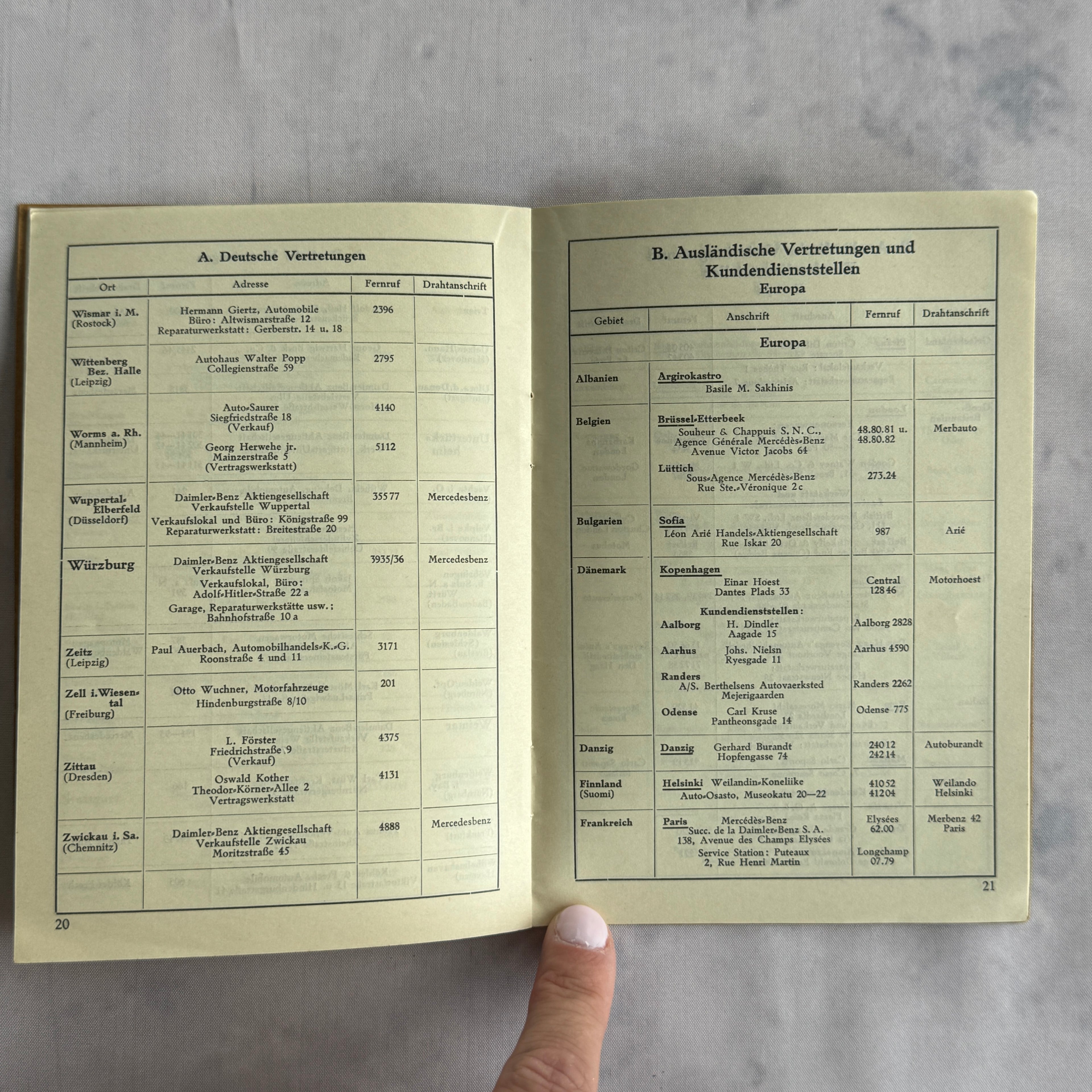Mercedes-Benz 1934 Service Stations Booklet with Fold-Out Map