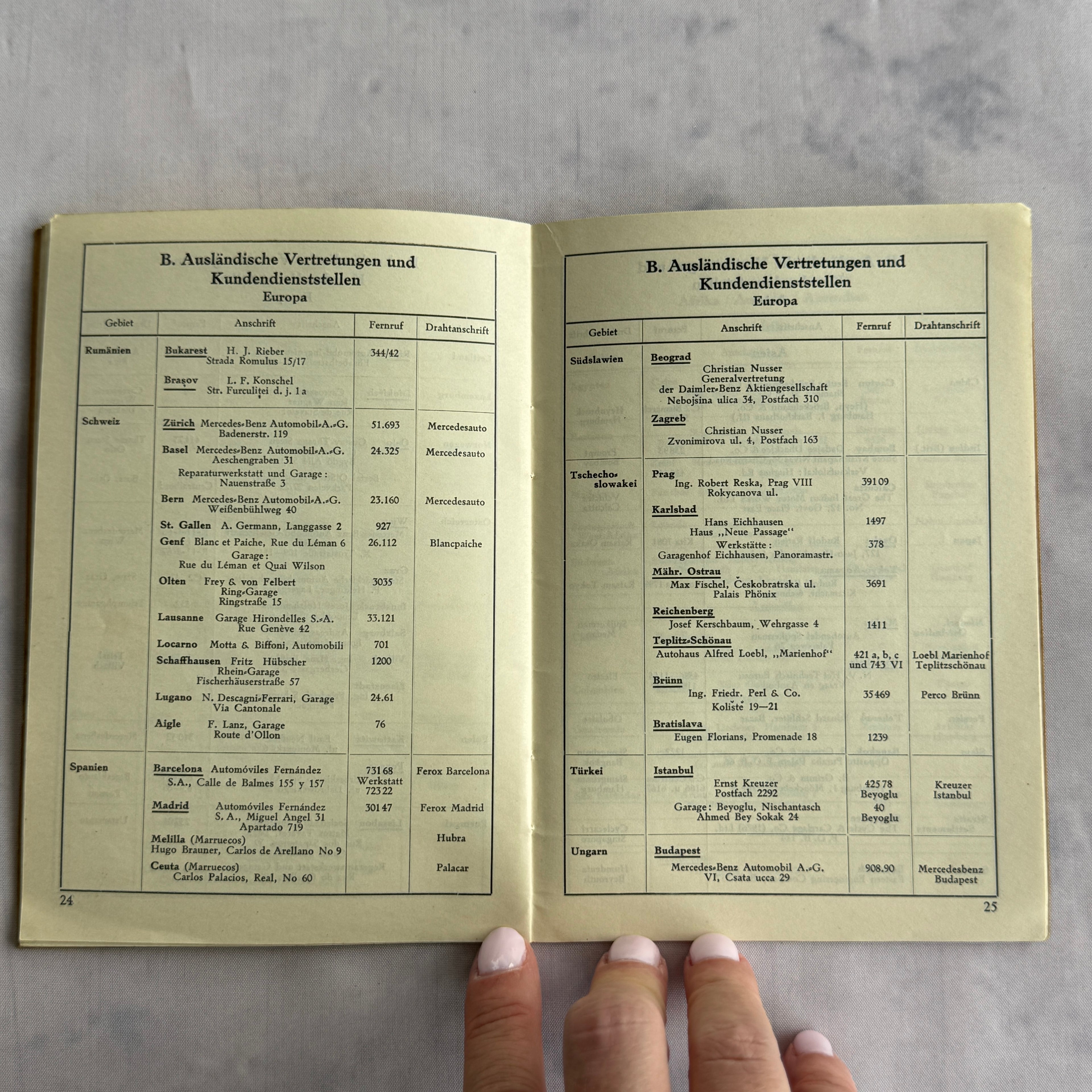 Mercedes-Benz 1934 Service Stations Booklet with Fold-Out Map