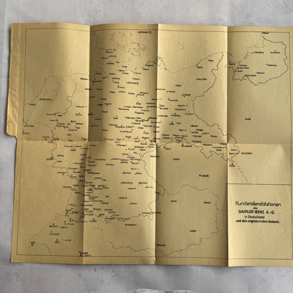 Mercedes-Benz 1934 Service Stations Booklet with Fold-Out Map
