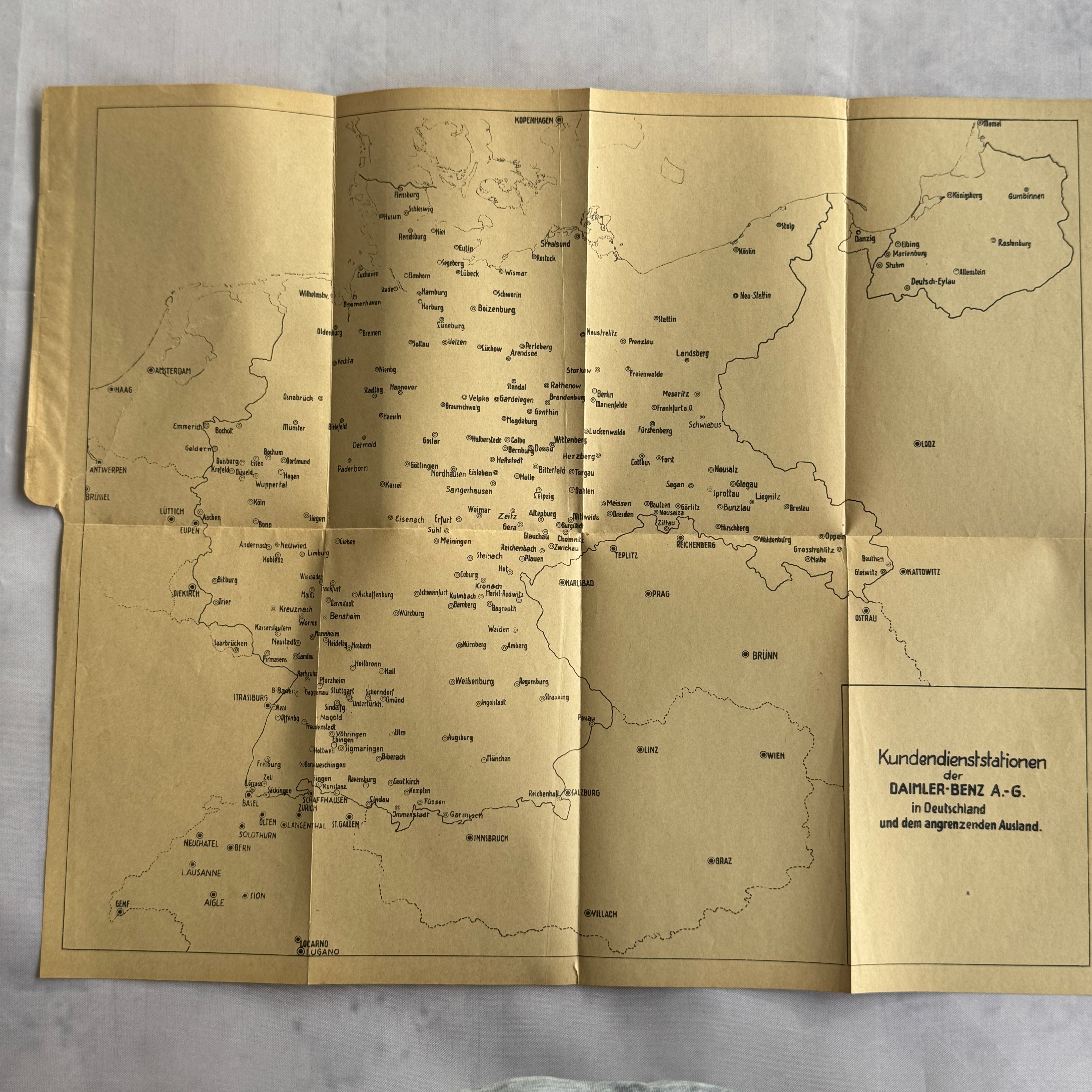 Mercedes-Benz 1934 Service Stations Booklet with Fold-Out Map