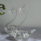 Hand-Blown Clear Glass Swan Family Set of 3, Graduated Bird Figurines, Vintage Art Glass, Elegant Collectible Home Decor