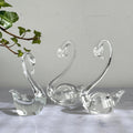 Hand-Blown Clear Glass Swan Family Set of 3, Graduated Bird Figurines, Vintage Art Glass, Elegant Collectible Home Decor