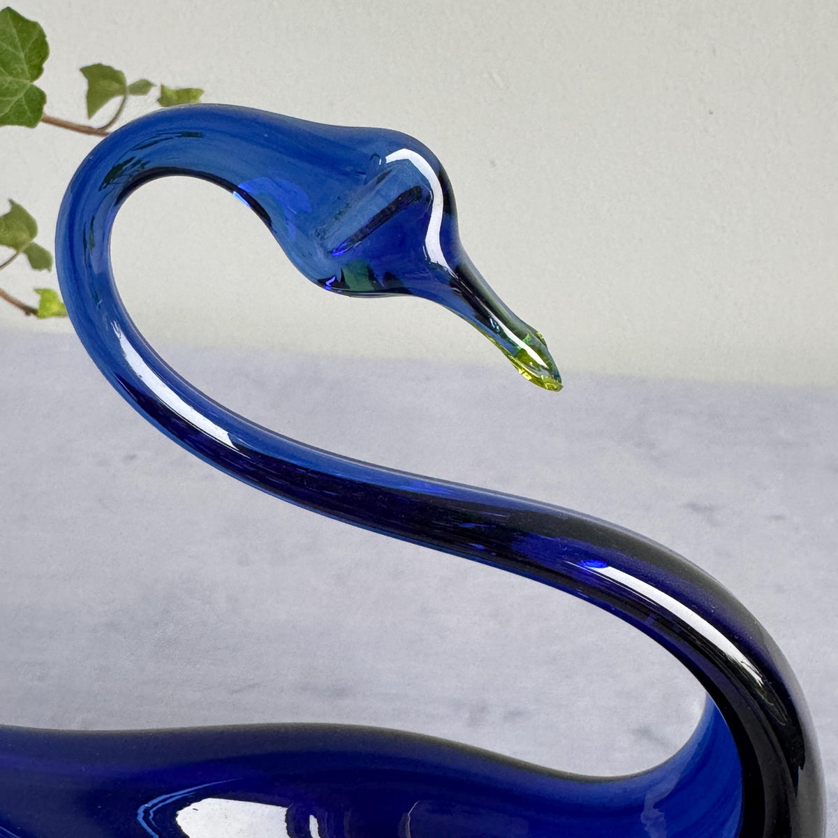 Tarbeklaas Blue Glass Swan, Estonian Art Glass Bird, Cobalt Glass Figurine, Soviet Era Estonian Design