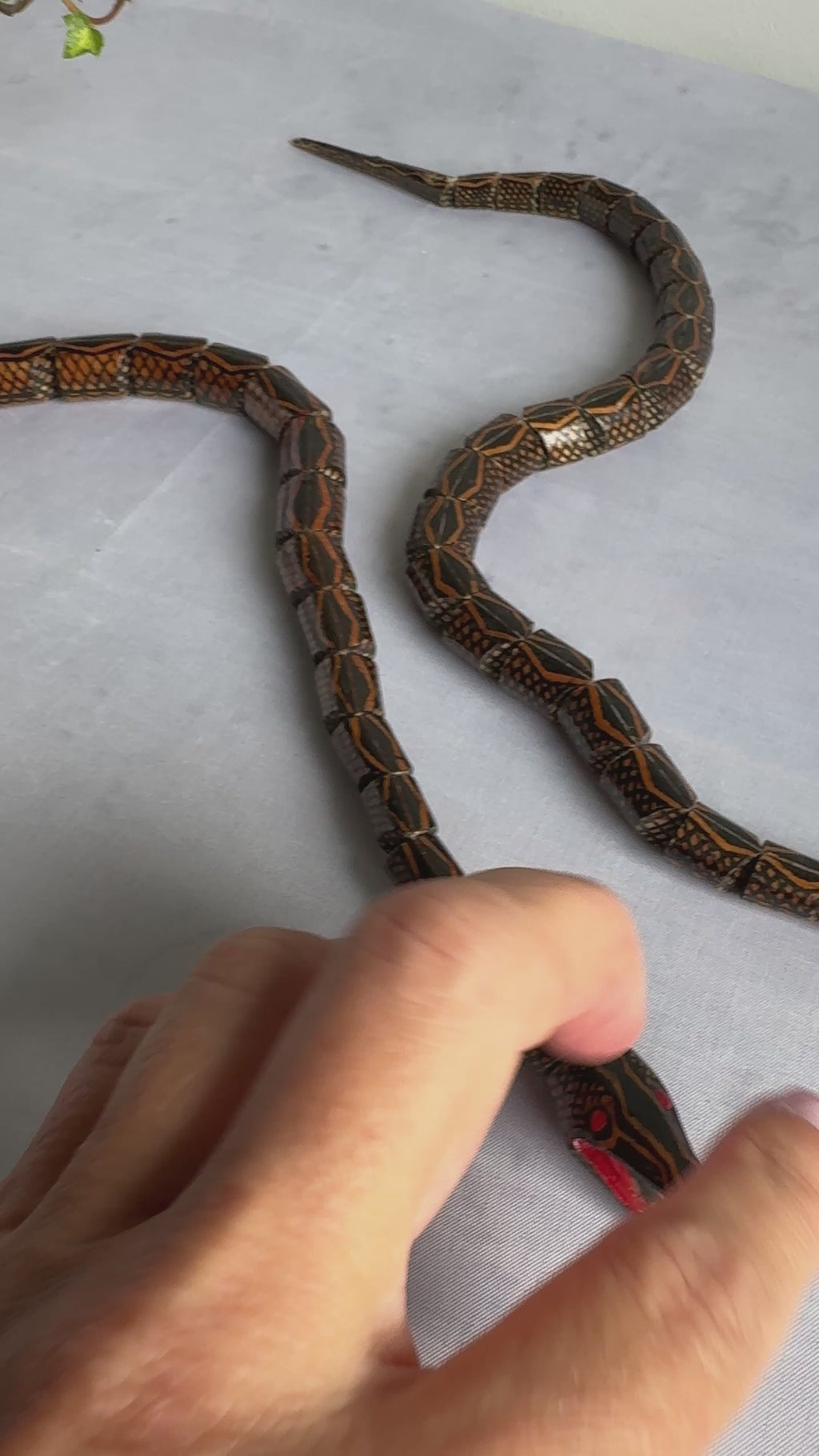 Vintage Articulated Wooden Snakes – Pair of Jointed Folk Art Sculptures