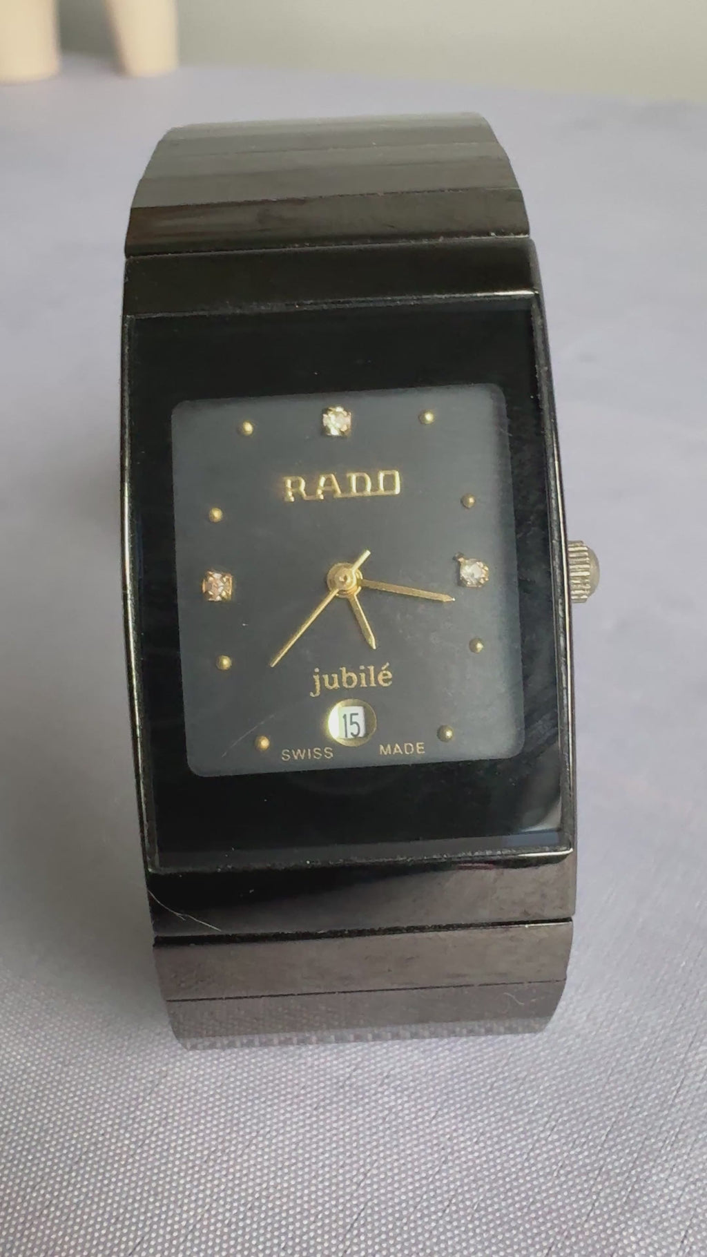 RADO Jubilé Swiss High-Tech Ceramic Quartz Watch – Black Dial, Date Display