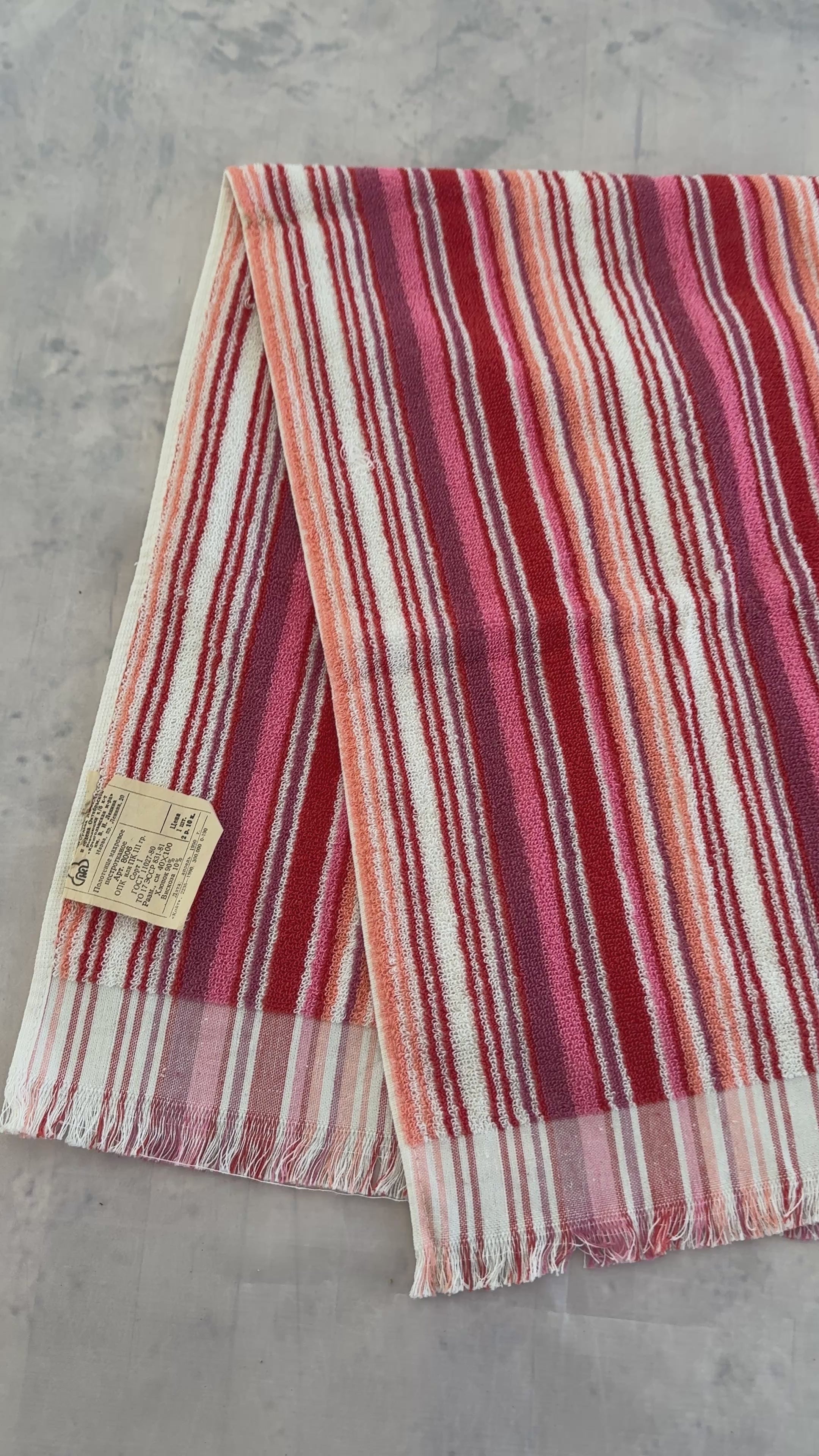 Kreenholm Striped Terry Towel with Original Label 1990
